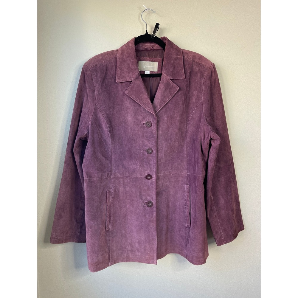 Vintage 90's Jacket Purple Genuine Suede Leather XL